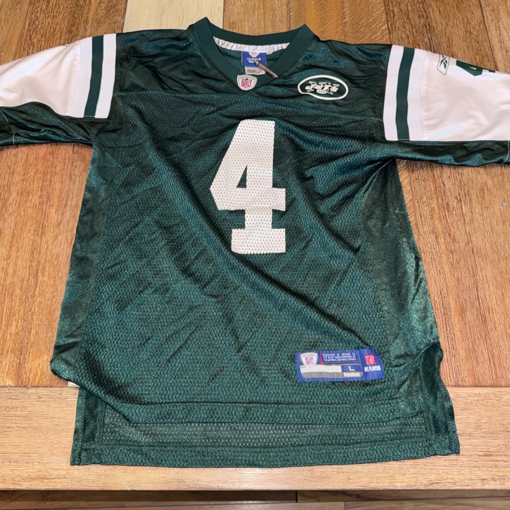 Reebok Football Jersey Kids Large Green Good Brett Favre New York Jets 4